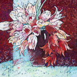 【堂々と咲き誇る】不透明水彩　ジークレー・オリジナル版画 180×180ｍｍサイズ〜 1枚目の画像