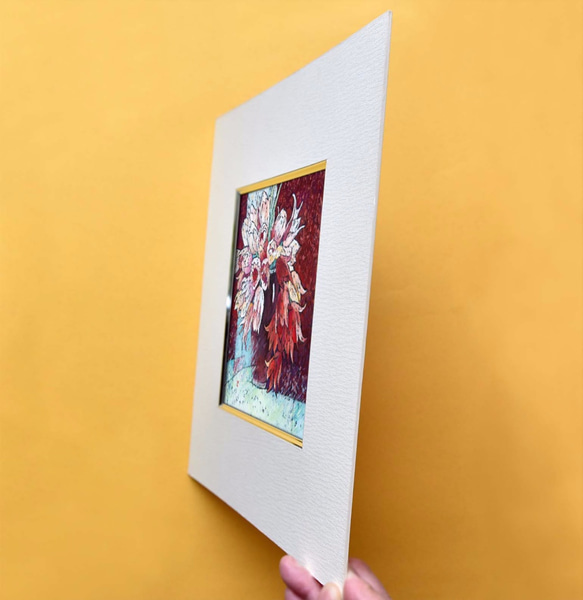【堂々と咲き誇る】不透明水彩　ジークレー・オリジナル版画 180×180ｍｍサイズ〜 4枚目の画像