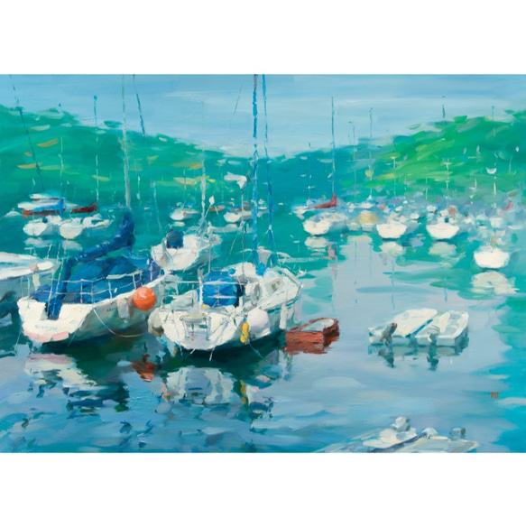 【水・舟・情】油絵　ジークレー・オリジナル版画　P3サイズ〜 1枚目の画像