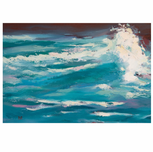【波と語る-2】  油絵　ジークレー・オリジナル版画　P3サイズ〜 1枚目の画像