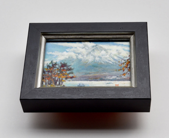 「雲中富士」ミニ油絵原画　額付き・特典付き 5枚目の画像