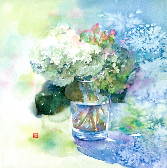 水彩画　ジクレー版画「筑後川の夏」（久留米市） 水彩画ジクレー版画「筑後川の夏」（久留米市）