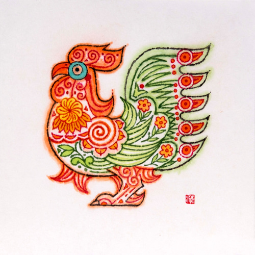 【原画】『ンホニの鶏』（ニワトリ、パステル画） ニワトリ 鶏 木版画 版画 wahee 通販 15314139｜Creema(クリーマ)