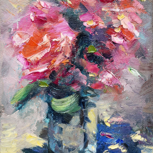 気持ちをかたちに」油絵原画 一点物 額縁付 豪華プレゼント付き