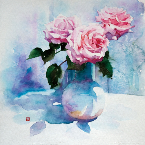 風の花嫁」水彩原画 一点物 額縁付き 豪華プレゼント付き 絵画