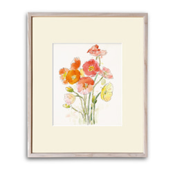 エーゲ海とブーゲンビリア01」透明水彩画 原画 風景画 額縁付 F4サイズ