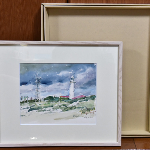 野島崎灯台」スケッチ原画 一点物 額付き 特典付き 絵画
