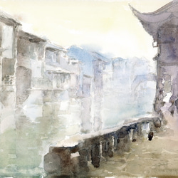 「江南水郷-2」スケッチ原画　一点物　額付き　特典付き 2枚目の画像