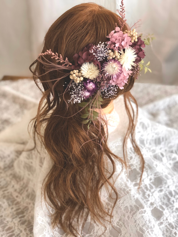 ヘッドドレス～ペッパーベリーのピンクパープルstyle～ 髪飾り
