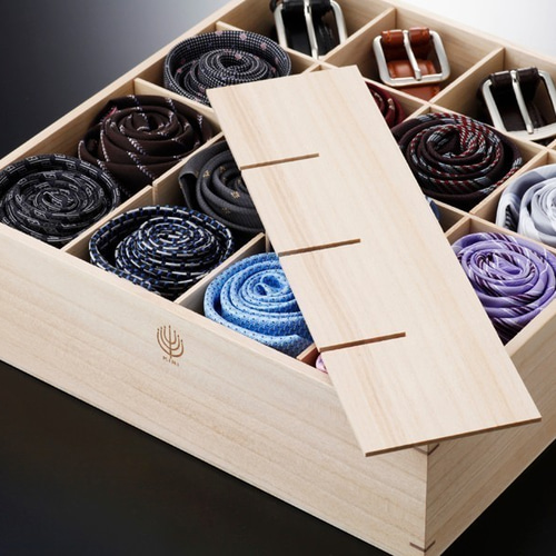 桐箱　収納 ネクタイ収納桐ケース（桐箱16マスタイプ）[日本製] 見せる収納 桐箱