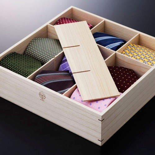 ネクタイ収納桐ケース（桐箱9マスタイプ）[日本製] 見せる収納 桐箱