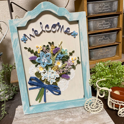 爽やか夏色welcomeボード(ブルー) 表札・ネームプレート