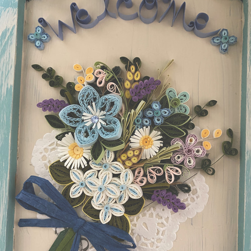 爽やか夏色welcomeボード(ブルー) 表札・ネームプレート