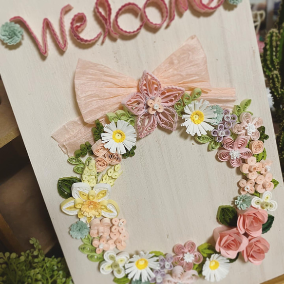 フラワーリースのwelcome ボード 2枚目の画像