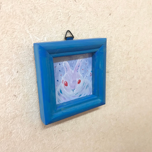 青いウサギ アクリル画 ミニ原画 絵画 hiraoka aya 通販｜Creema  