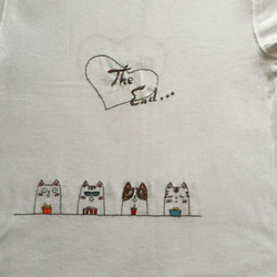 手刺繍シャツ猫ちゃんのムービーナイト 2枚目の画像