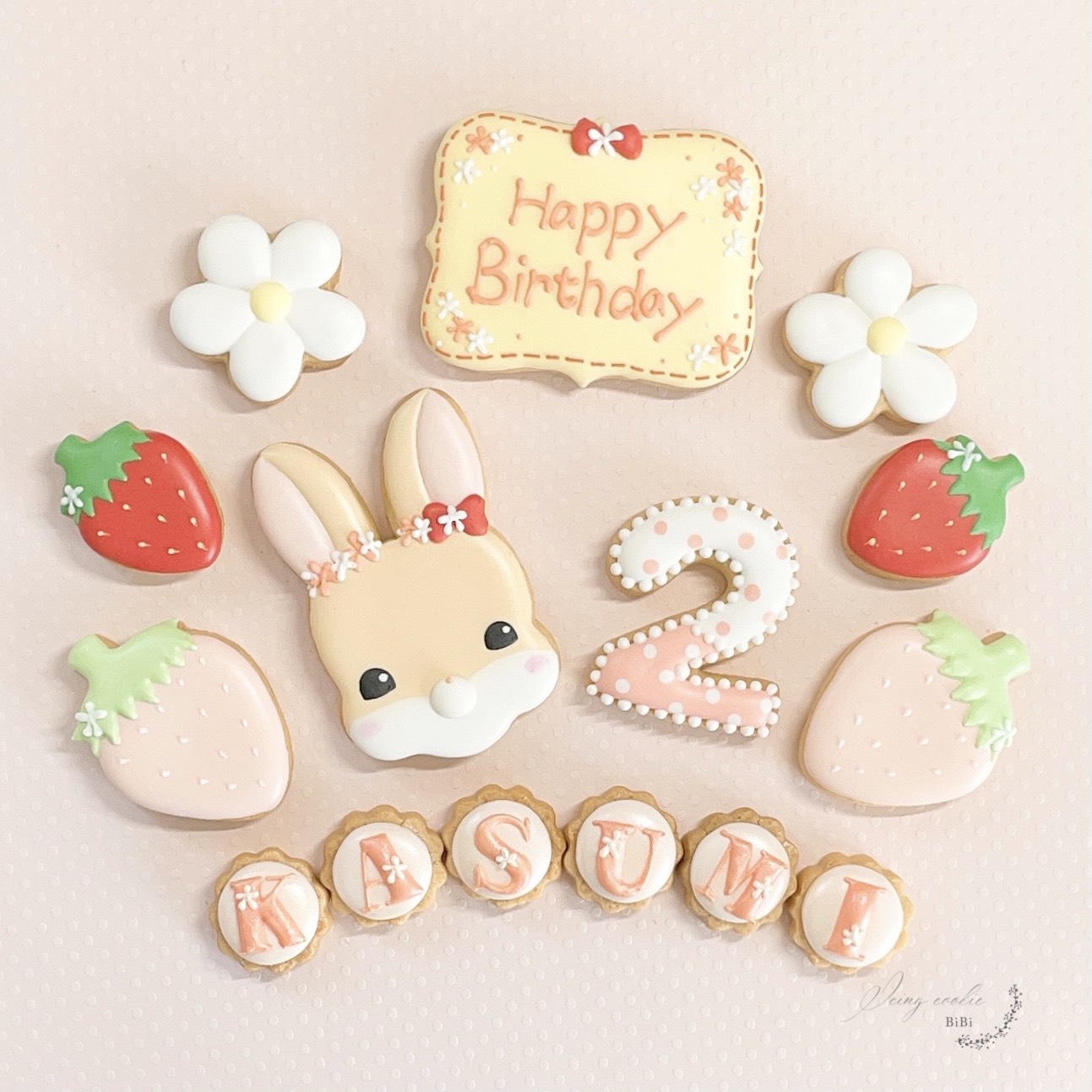 苺アイシングクッキー♡黒うさぎ