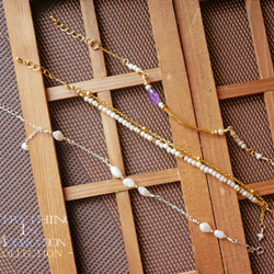 E I M Collection 半寶石專賣天然原礦石設計款淡水珍珠雙層造型手鍊·可訂製 第2張的照片