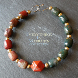 E I M Collection 半寶石專賣天然原礦石紅磚石．印度瑪瑙設計款手鍊· 可訂製 第1張的照片