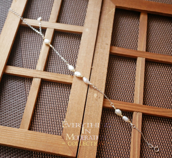 E I M Collection 半寶石專賣天然原礦石設計款淡水珍珠造型手鍊‧純銀配件·可訂製 第2張的照片