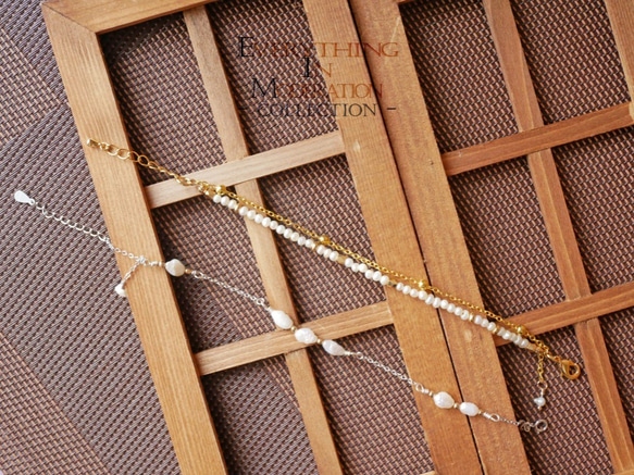 E I M Collection 半寶石專賣天然原礦石設計款淡水珍珠造型手鍊‧純銀配件·可訂製 第9張的照片