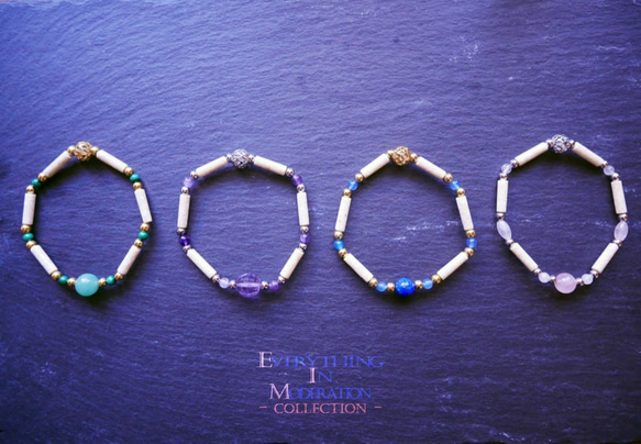 E I M Collection 半寶石專賣天然原礦石設計款ˍmini系列ˍ天然原礦紫水晶/貝殼化石手鍊 第6張的照片