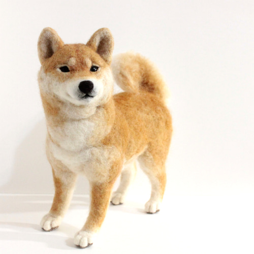羊毛フェルト　ハンドメイド　柴犬　立ちポーズ 羊毛フェルトハンドメイド柴犬立ちポーズ