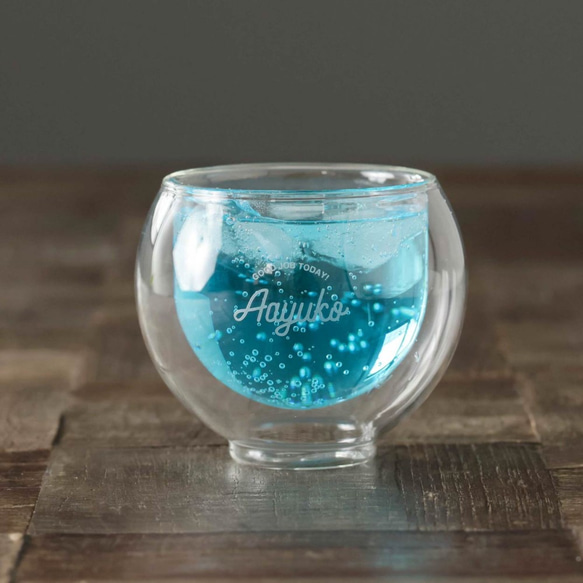 名入れ グラス まんまる 二重構造 耐熱 保冷 保温 かわいい カフェオレ シンプル 耐熱ガラス コップ プレゼント 15枚目の画像
