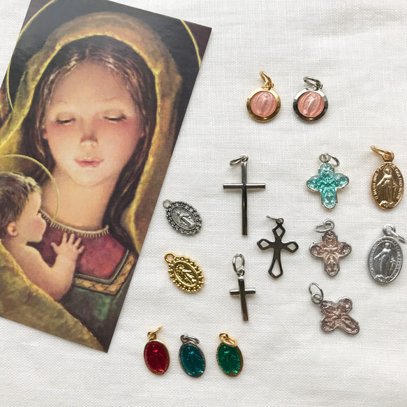 【特別価格】 闇聖母十字架オブジェB＋血族ネックレス(定価18000円) A❷メダイ マリア クロス 十字架 ネックレス 12月 教会 ミサ