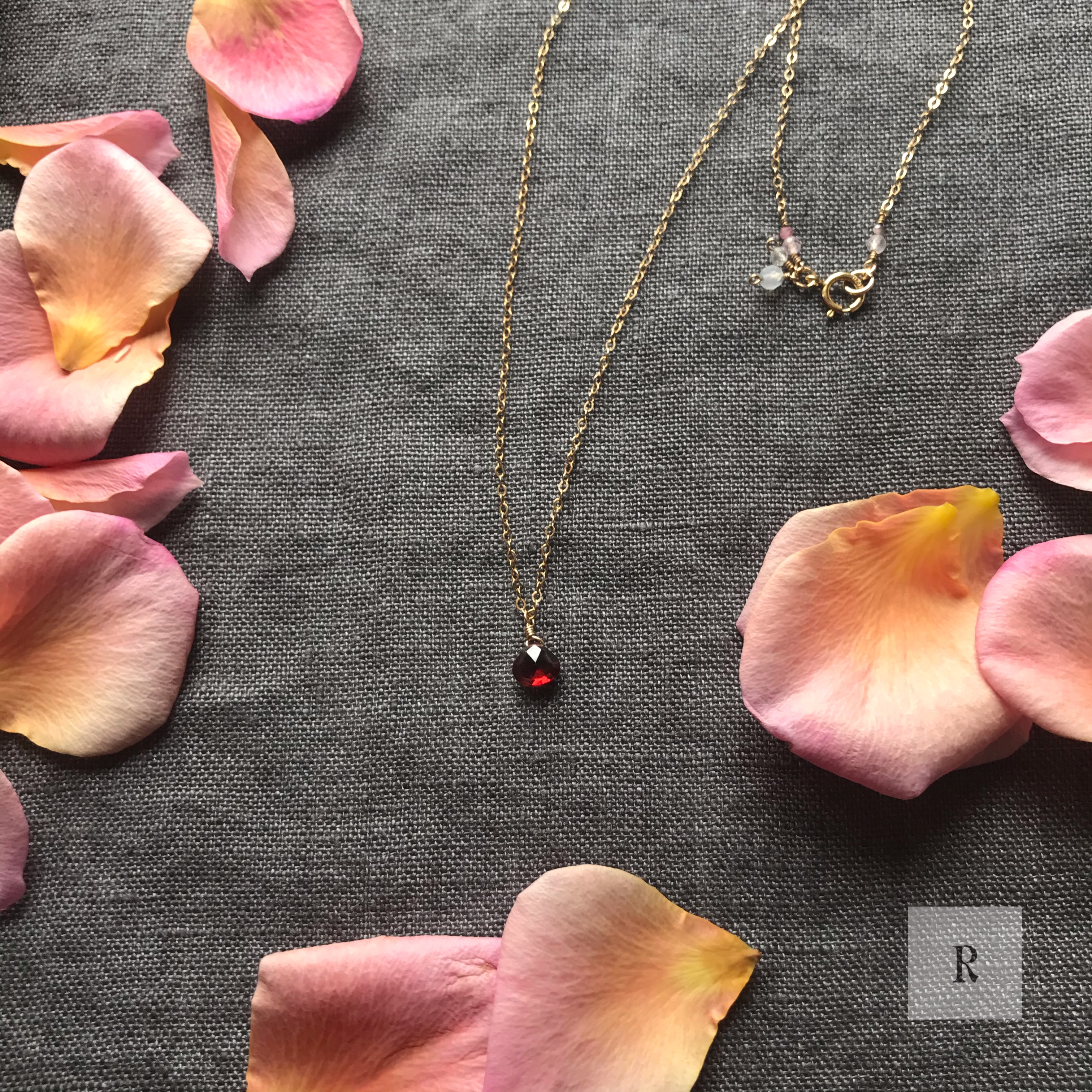 N1 ガーネット（宝石質）ネックレス 14kgf  天然石　勝利　実りの石　恋愛成就　1月　誕生石