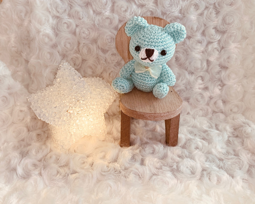 くまちゃん小 水色 あみぐるみ みっち 通販 9675838｜Creema(クリーマ)