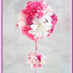 ◆アーティフィシャルフラワー◆和風のボールブーケ ピンクカラー*和装ウエディング結婚式 挙式 打ち掛けに アートフラワー 8枚目の画像