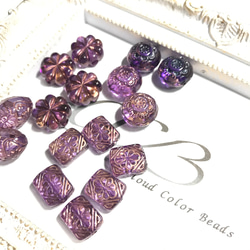 Creema限定 手染めビーズ 【Purple】アンティーク調ビーズ　単色カラーセット 3枚目の画像