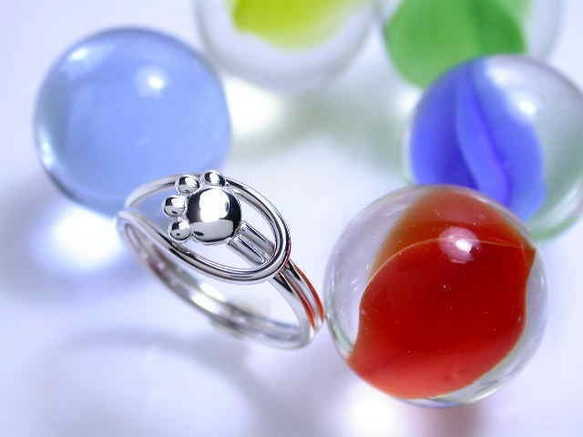 シルバー925 猫の足跡・ピンキーリング　「永遠」　ynt-5 1枚目の画像