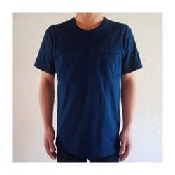 藍染め　無地　ポケットTシャツ　コットン　１００％ 3枚目の画像