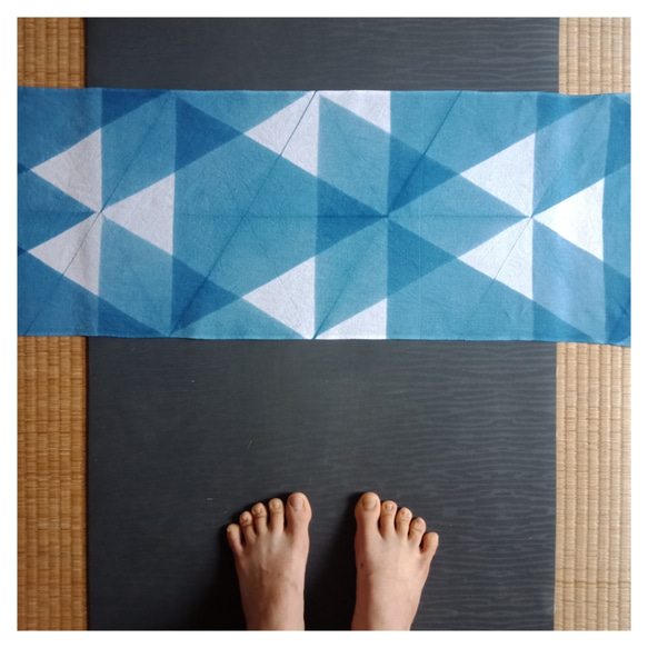「さかな」　藍染め　絞り　手ぬぐい　33×90cm　コットン100% 3枚目の画像