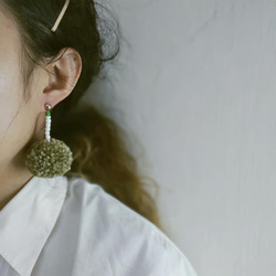 手工毛球耳環/pompom earrings 第2張的照片