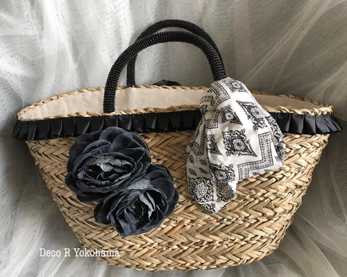 トッカ籐製 かごバッグ リボンチャーム付き RIBBON BASKET かご