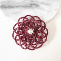 帯留め】赤珊瑚 アンティークレトロなお花 ／着物好きの方へ 母