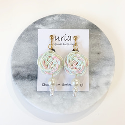 水引イヤリング・ピアス「華」レインボー イヤリング