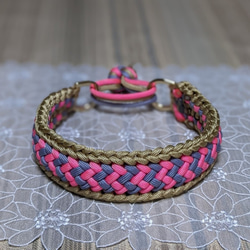 パラコード首輪 3色編み込みハーフチョーク お揃いのリードもあります