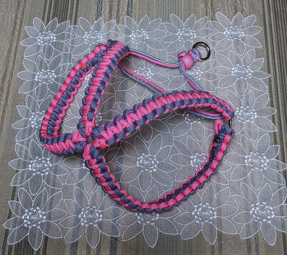 パラコード　白　ピンク　ストラップ　首輪　リード　ハーネス　ハンドメイド　50m