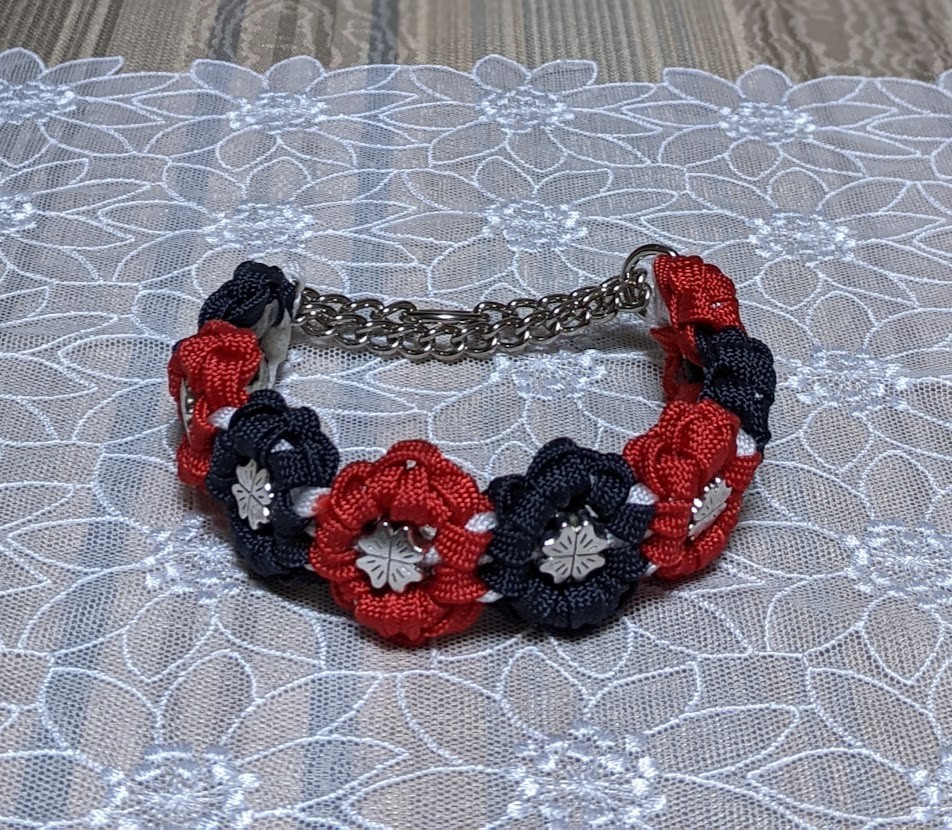 パラコード首輪　ハーフチョーク　お花3色　No.0144