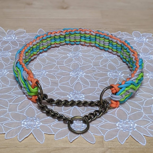 パラコードリード＆パラコード首輪　ハーフチョーク　グリーン　№030 パラコードリード＆パラコード首輪 ハーフチョーク グリーン №030