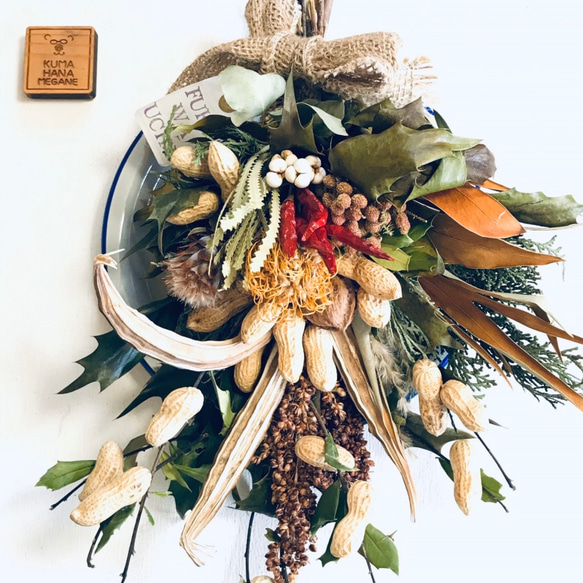 節分スワッグ☆L ドライフラワー くま花めがね 通販 8480420｜Creema