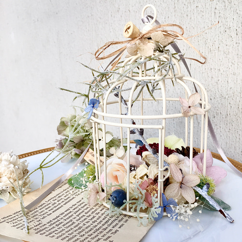 flower鳥籠アレンジ プリザーブドフラワー 鳥籠屋さん 通販