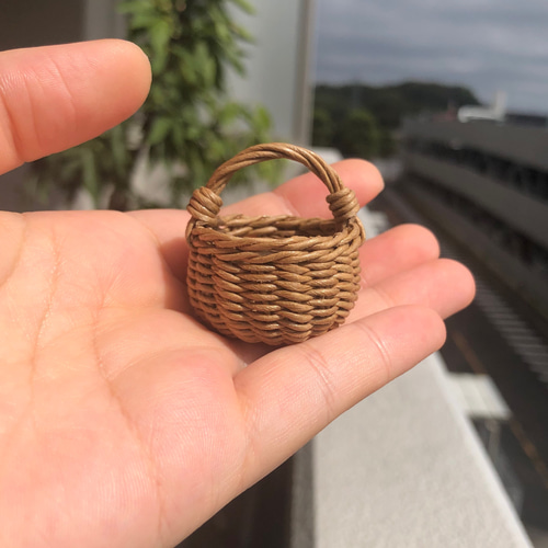 受注制作/色選択可】ミニチュアサイズのかごバッグ（ラウンド） フリー  