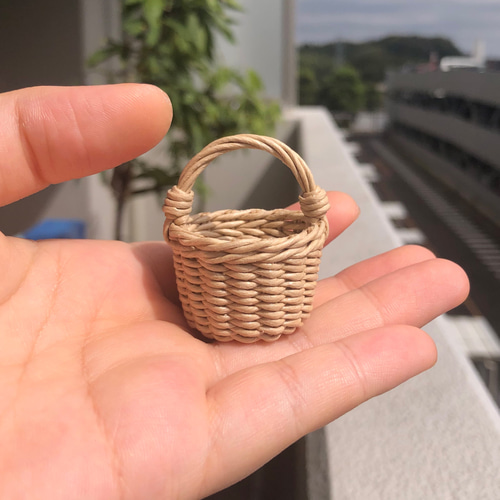 受注制作/色選択可】ミニチュアサイズのかごバッグ（台形） フリー  