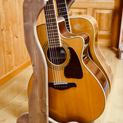 【24時間以内に発送】手作り木工　木製ギタースタンド （ウォールナット） ２本掛け 7枚目の画像