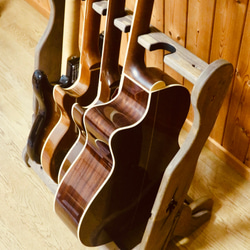 【24時間以内に発送】手作り木工　木製ギタースタンド （古材、チーク）５本掛け 4枚目の画像